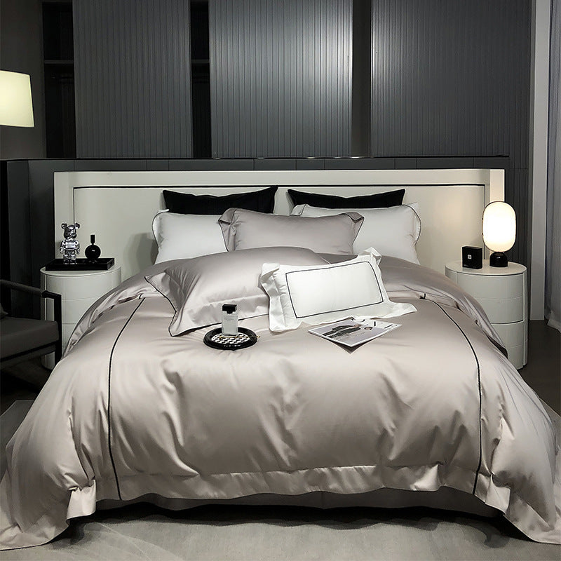 Luxus Satin Bettwäsche Set mit geketteltem Rand und hypoallergenem Mikrofaser