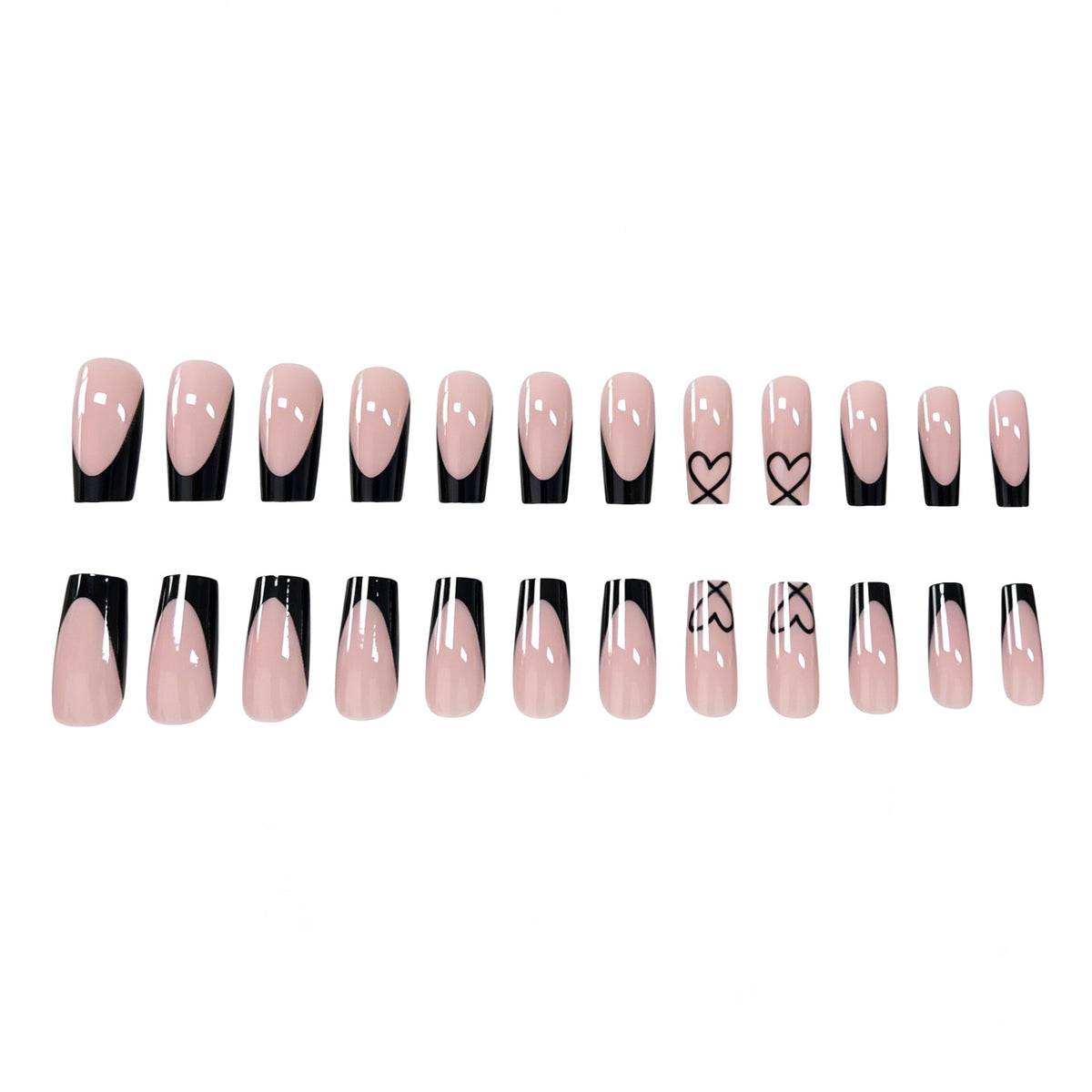 Elegantes herzgemustertes Acryl-Nageldesign Brehn