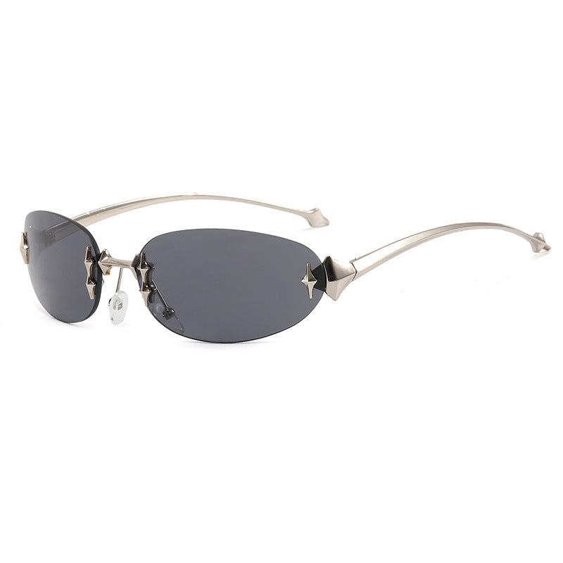 Damen modische Sonnenbrille im futuristischen Design mit verspiegeltem Rahmen Brehn