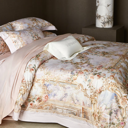 Luxuriöses Floral Baumwollsateen Bettbezug Set