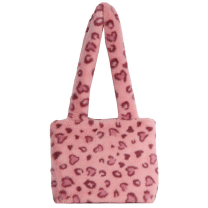 Plüsch Leopardenmuster Handtasche