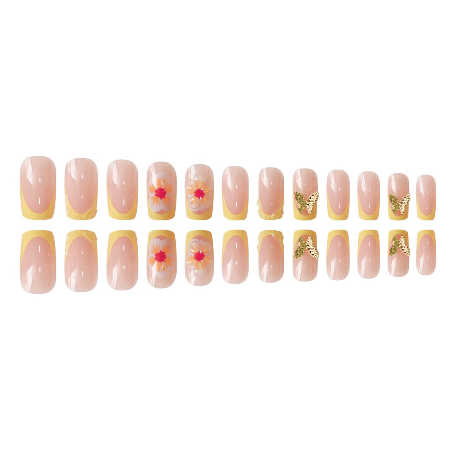 Künstlerisches florales Press-On-Nageldesign Brehn