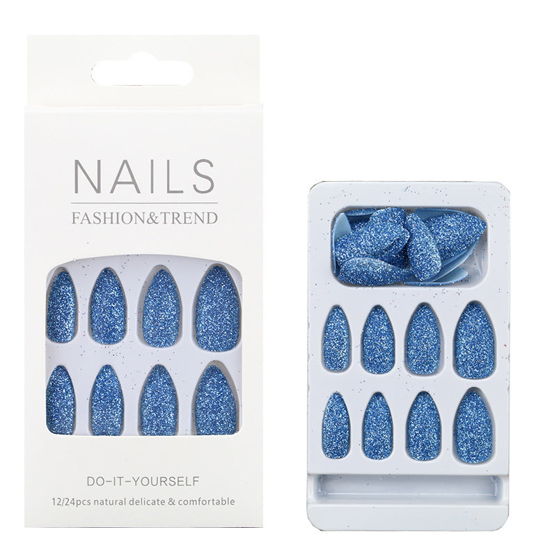 Glitzernde mandelförmige Press-On Nagelspitzen Brehn