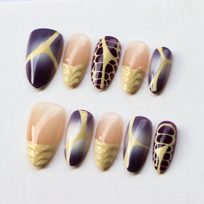 Künstlerisches gemustertes Press-On-Nagelset
