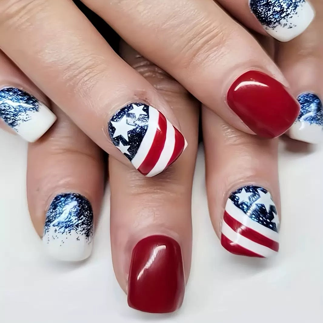 Patriotische Gel-Nagelkunstverlängerungen Brehn