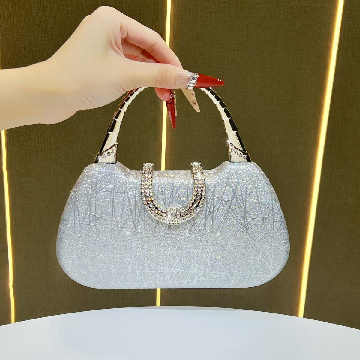 Rhinestone-Detail Abendhandtasche