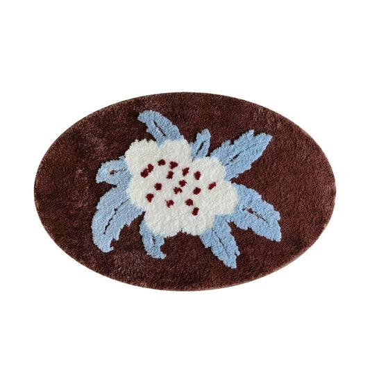 Oval Chenille Dekorativer Teppich mit Floralem Motiv