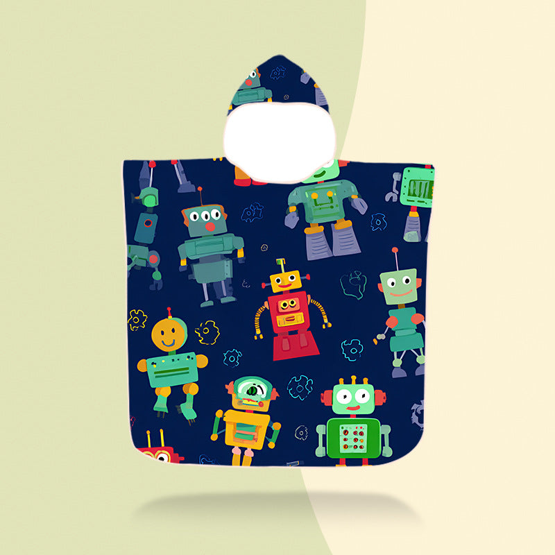 bunter Kapuzenponcho mit Roboter-Motiv Brehn