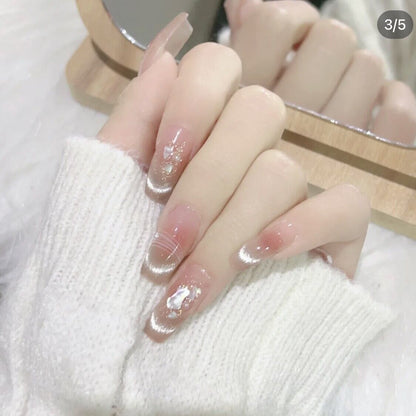 Elegantes Press-On Nagelkunst-Set mit glitzernden Spitzen Brehn