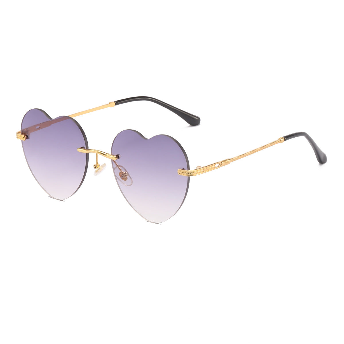 Damen Herzförmige Sonnenbrille mit verspiegelten Gläsern und goldenem Rahmen Brehn