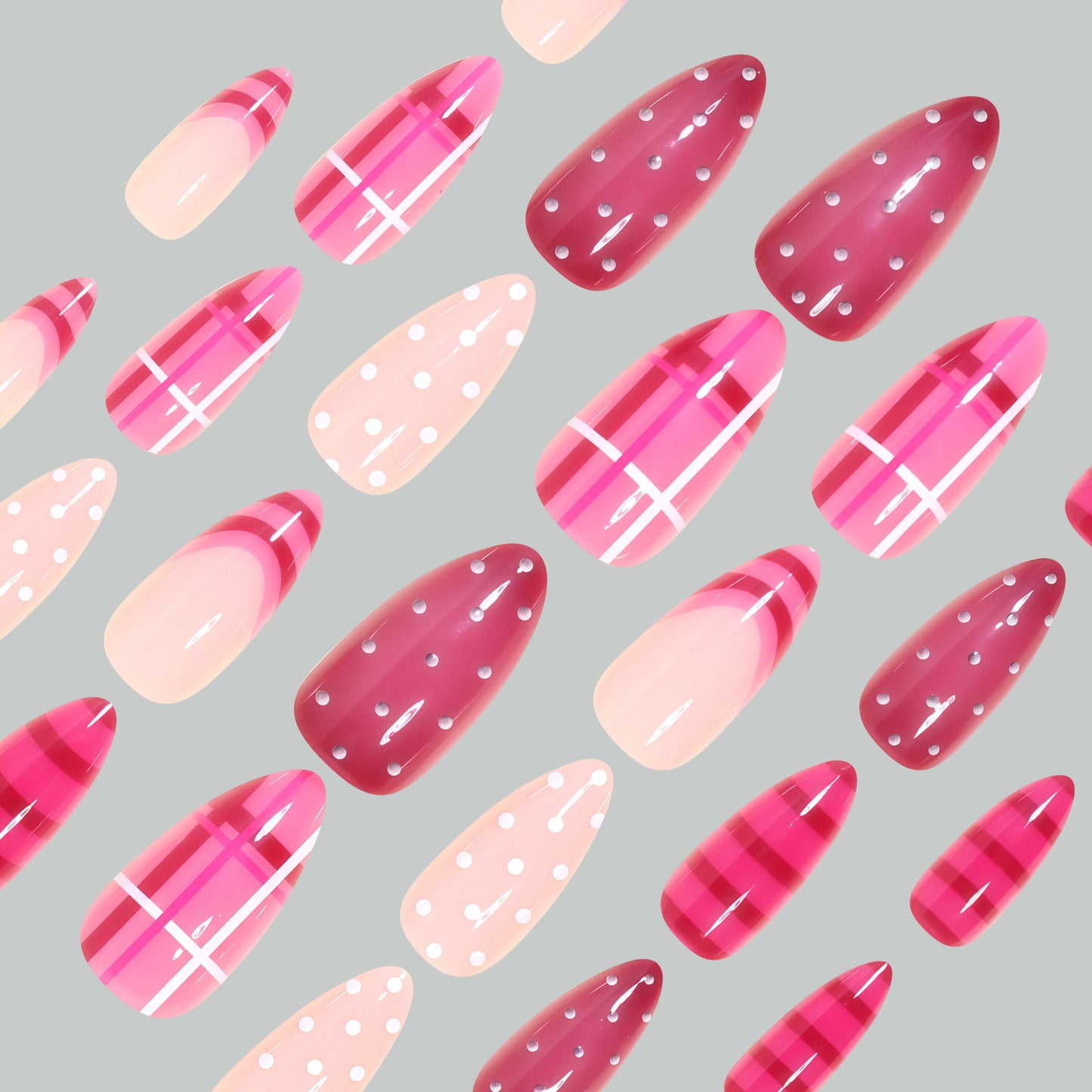 Künstlerisches Glänzendes Stiletto Press-On Nail Set Brehn