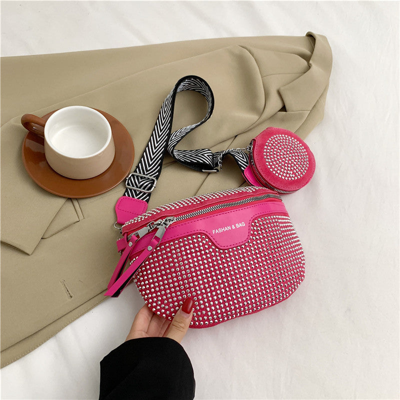 Stylische mit Strass verzierte Mini-Crossbody-Tasche Brehn