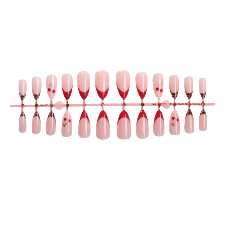 Kunstnagelset mit fruchtigem Kirsch-Design und elegantem Farbverlauf Brehn