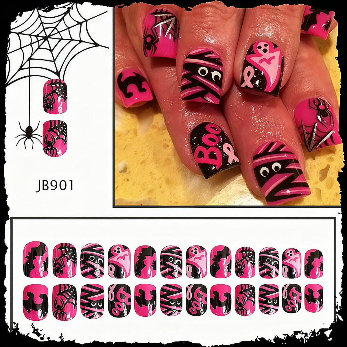 Halloween Kunstnägel mit verspielten Motiven und Glitzerdetails Brehn