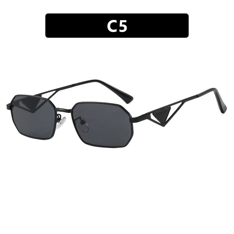Damen geometrische Luxus-Sonnenbrille mit schmalem Hochglanz-Rahmen Brehn