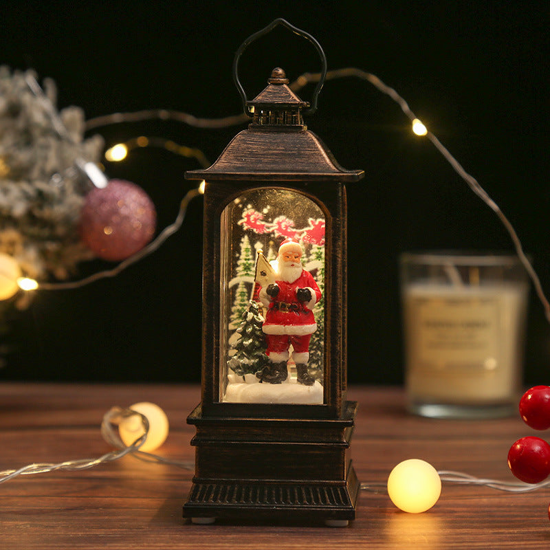 Nostalgische Weihnachtslaterne mit leuchtendem Schneemann Brehn