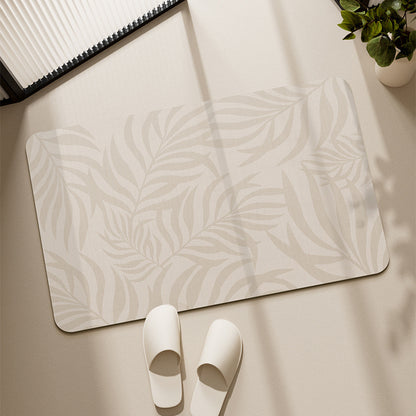 Decorative Low-Profile Absorbent Leaf-Pattern Bathroom and Entry Mat