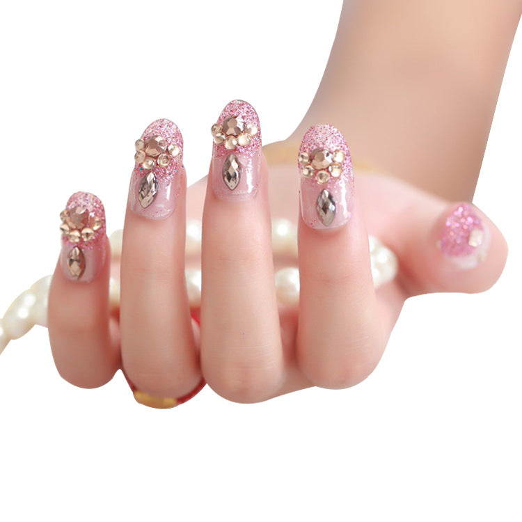 Glamouröse, mit Kristallen verzierte Press-On Nagelset