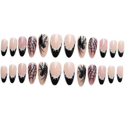 Kreatives Kunstnagelset mit Spinnen- und Netzdesign Brehn