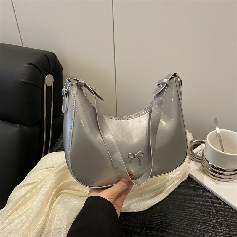 Premium Glänzende Kunstleder Hobo Tasche Brehn