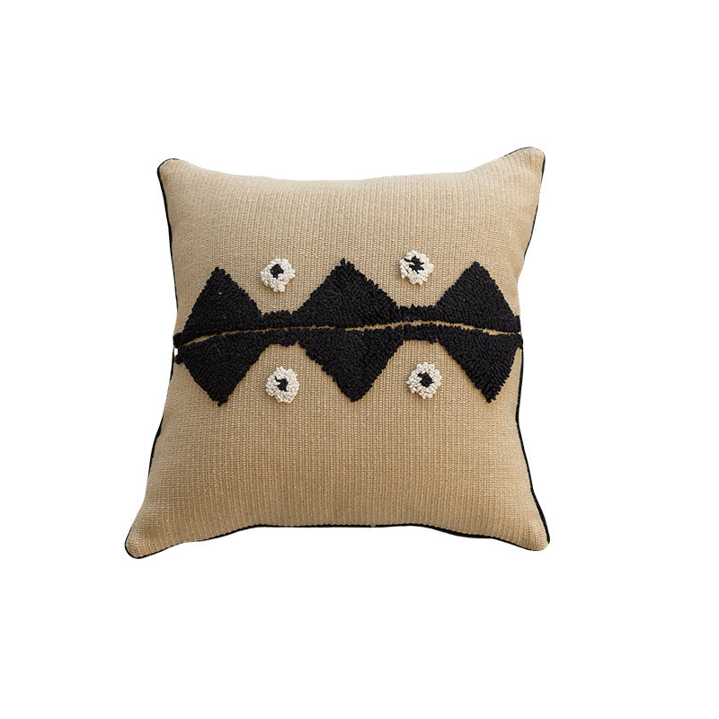 Strukturierter tribal-inspirierter gestrickter quadratischer Akzentkissen mit erhöhtem getuftetem Diamantmotiv