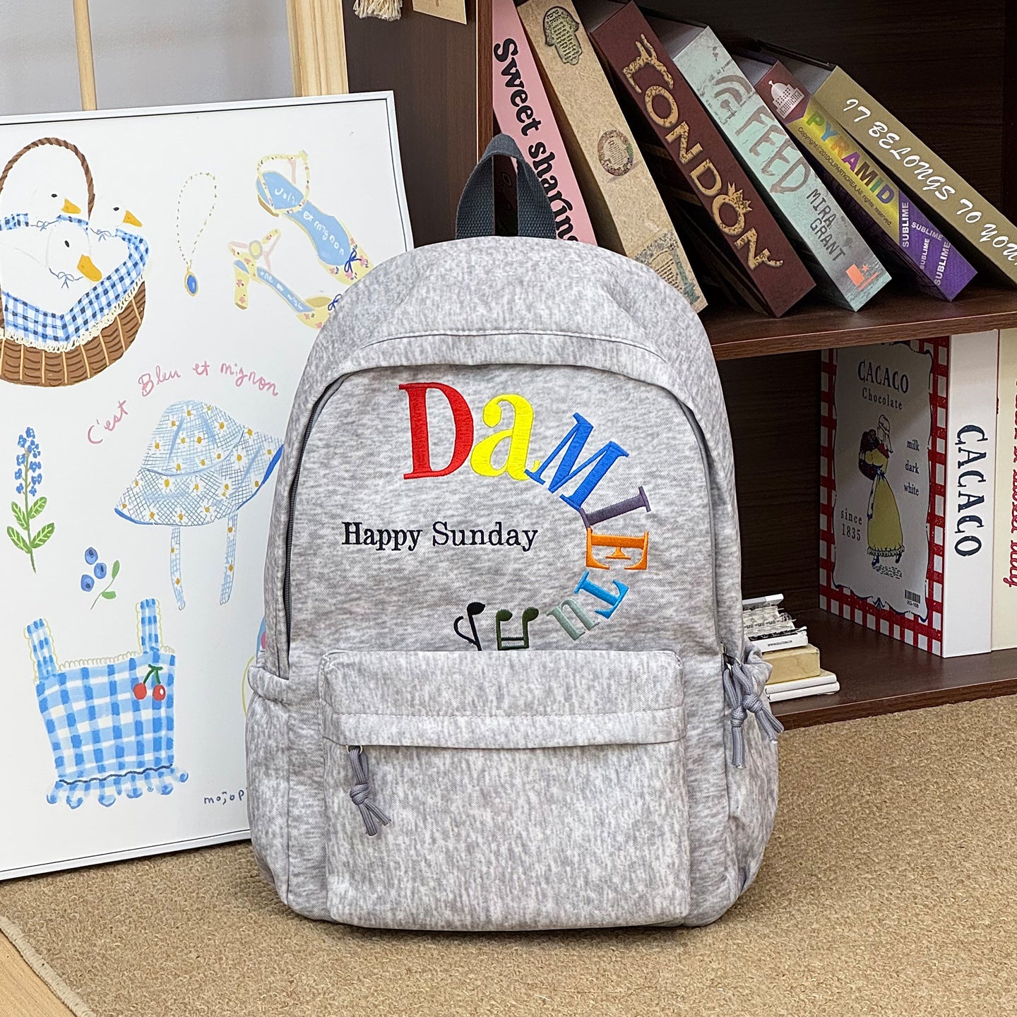 Lässiger grafischer bestickter Schulrucksack