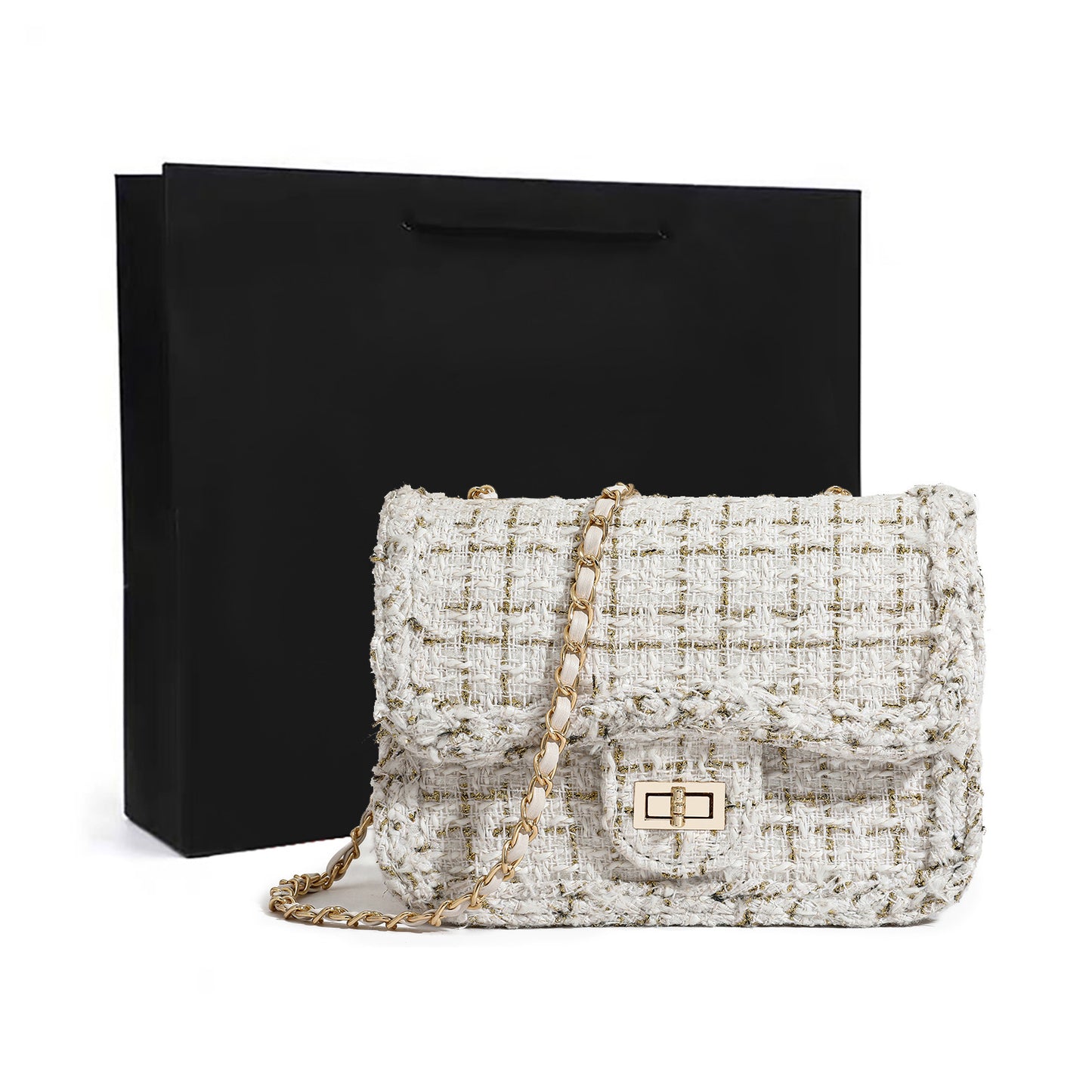 Elegante Tweed Schultertasche Brehn