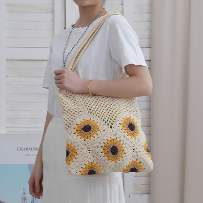 Handgefertigte Jute Tasche mit Buntem Blumenmuster Brehn