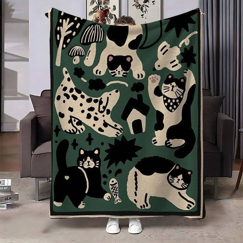 Gemütliche katzenmotivierte Wurfdecke