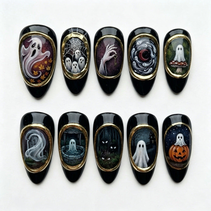 Künstlerisches Halloween-Themen Press-On Nagelset 1790738841