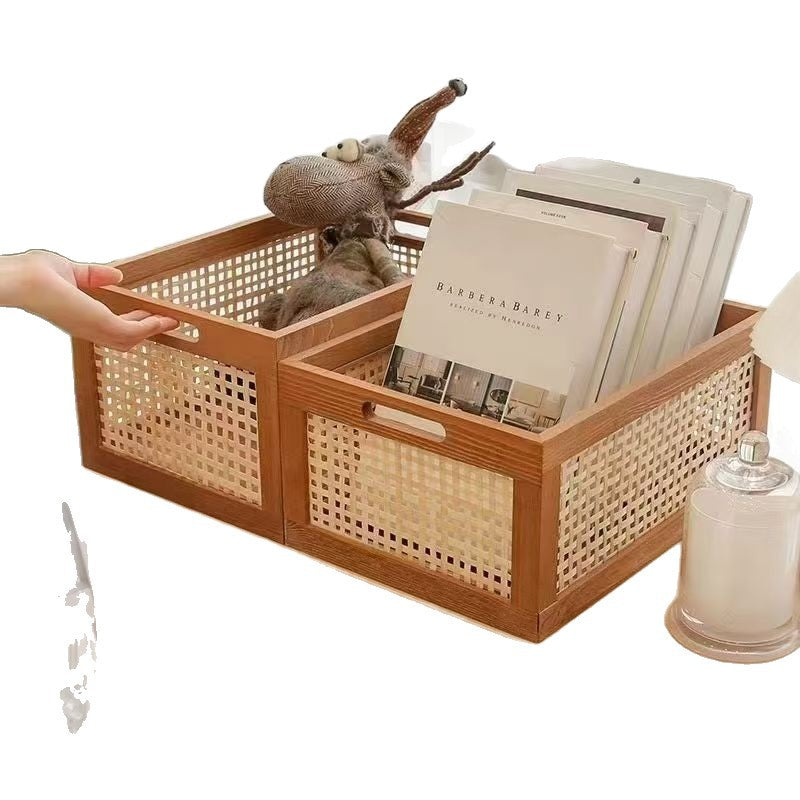 Hochwertiger Aufbewahrungskorb mit Rattan-Details Brehn