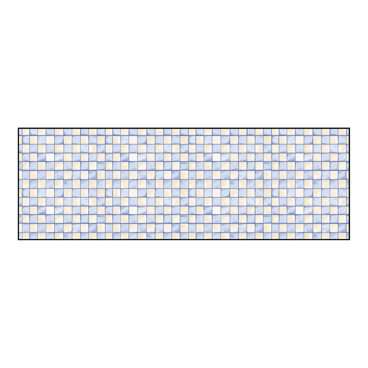 Absorbent Anti-Slip Bathroom Threshold Runner Mat with Mosaic Grid Print