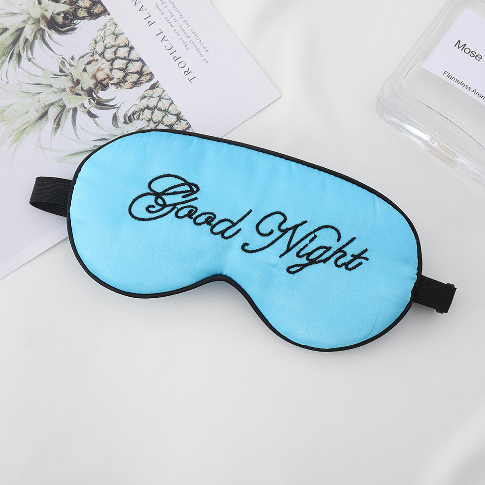 Unisex nan gestickte konturierte Schlafmaske mit dekorativer Schrift-Stickerei und verstellbarem Elastikband Brehn