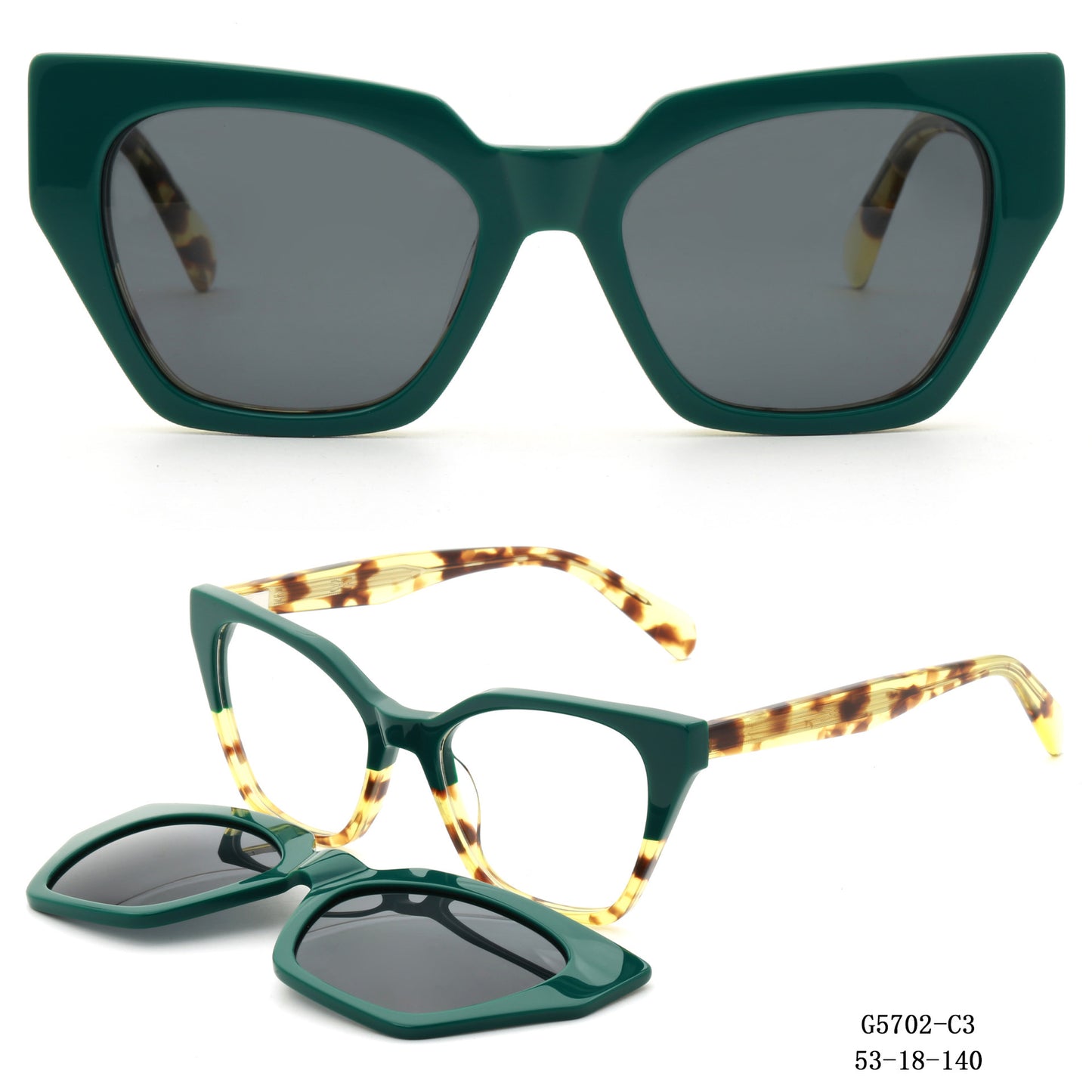 Damen auffällige Oversized-Sonnenbrille mit abnehmbaren Gläsern Brehn