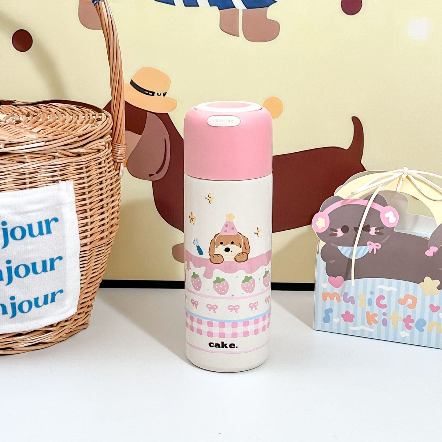 Damen Isolierte Trinkflasche mit niedlichem Motiv Brehn