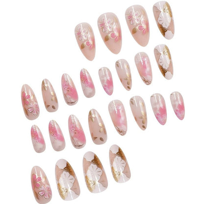 Floral Verziertes Press-On Nagelkunst Brehn