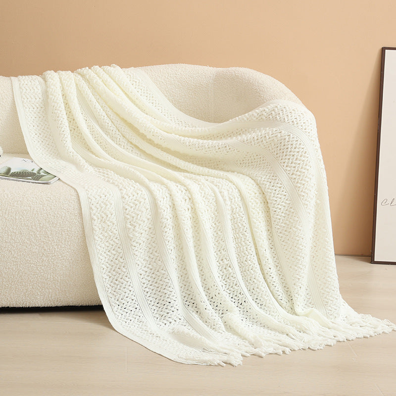 Damen gestrickte Wohndecke mit Fransen Brehn