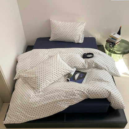 Atmungsaktives Baumwoll-Percale-Punkte-Duvet-Bezug-Set mit Reißverschluss und Kissenbezügen