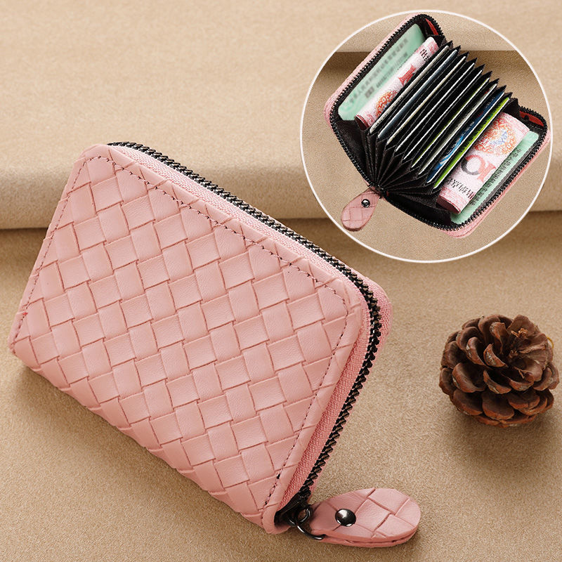 Woven Leather Reißverschlussgeldbörse