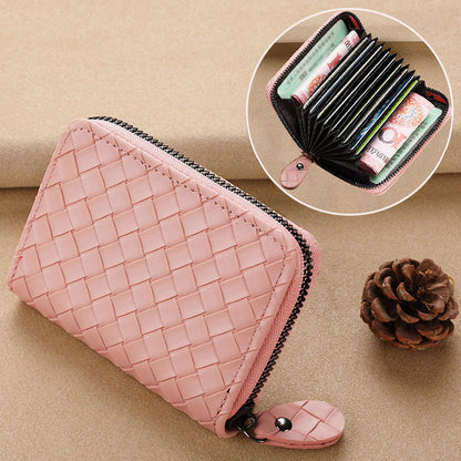 Woven Leather Reißverschlussgeldbörse