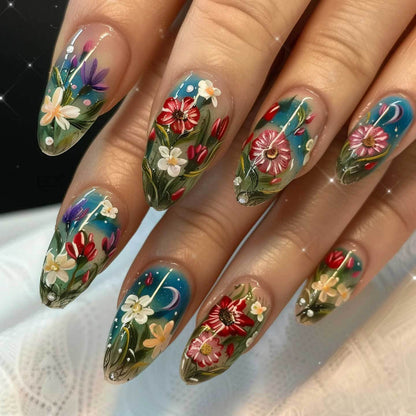 Künstlerisches Floral-Nageldesign-Set