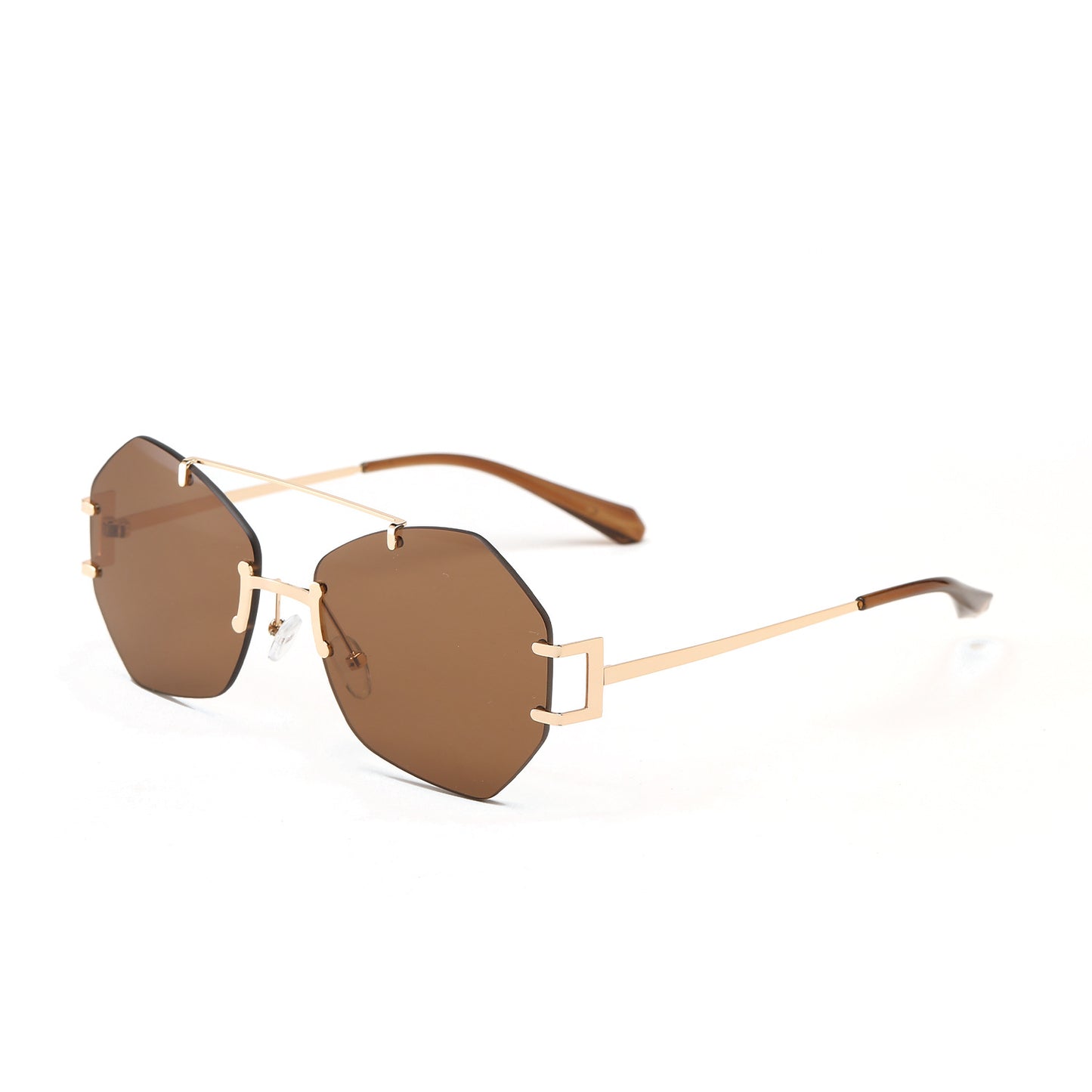 Damen modische achtkantige Sonnenbrille mit filigranem Metallrahmen Brehn