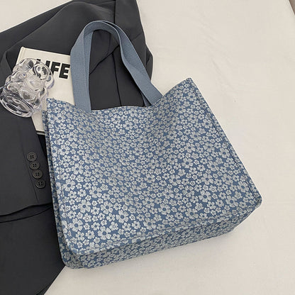 Blumenmuster-Leinen-Tote-Bag