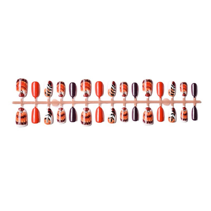 Künstlerisches Thanksgiving-Themen Press-On Nagelkunst Set