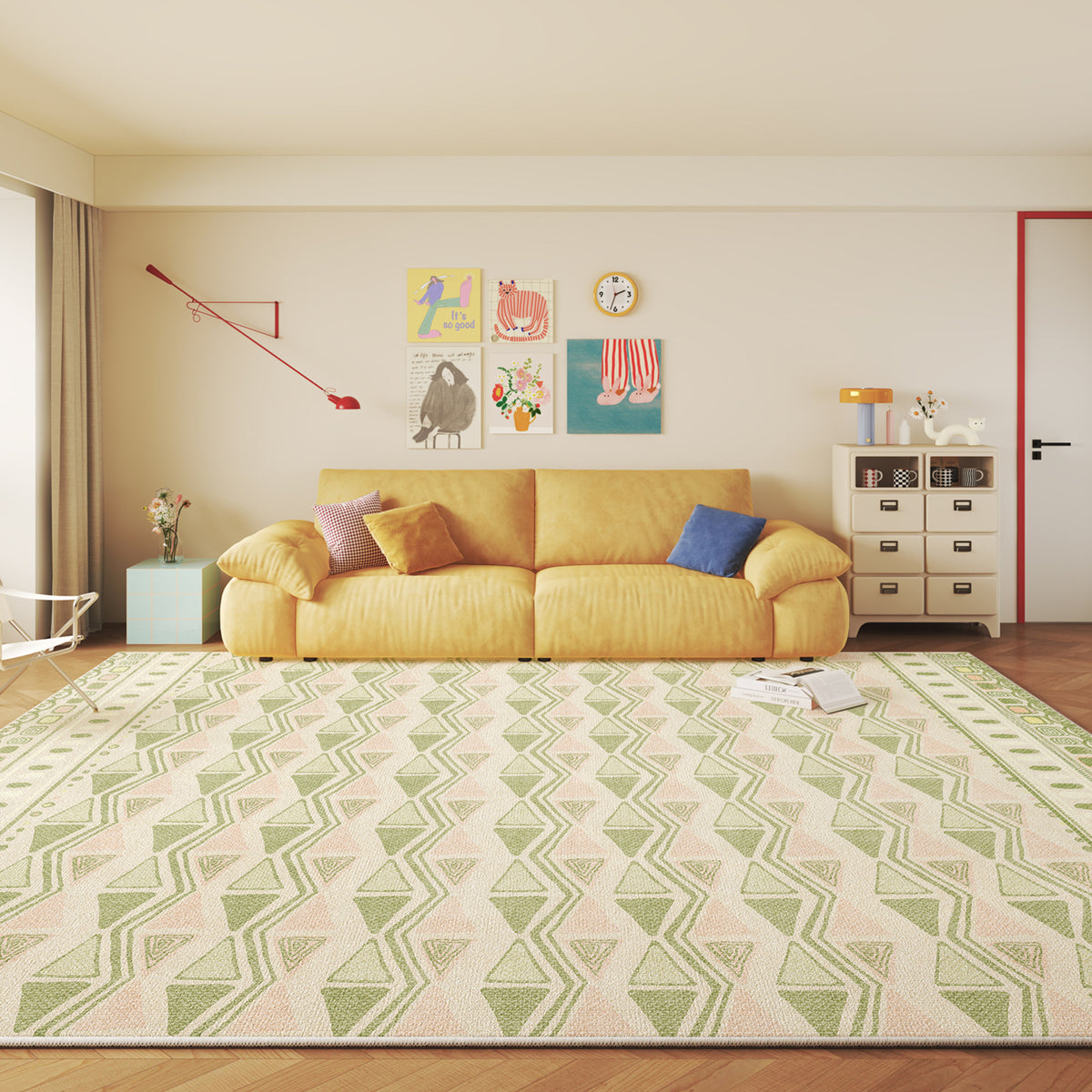 Vintage-inspirierter geometrischer Teppich Brehn