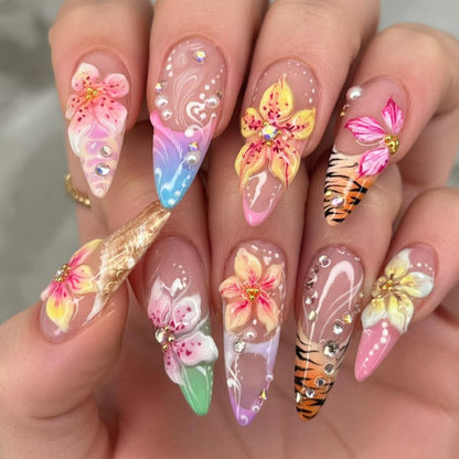 3D Floral Akzent Nagelkunst Extensions Brehn