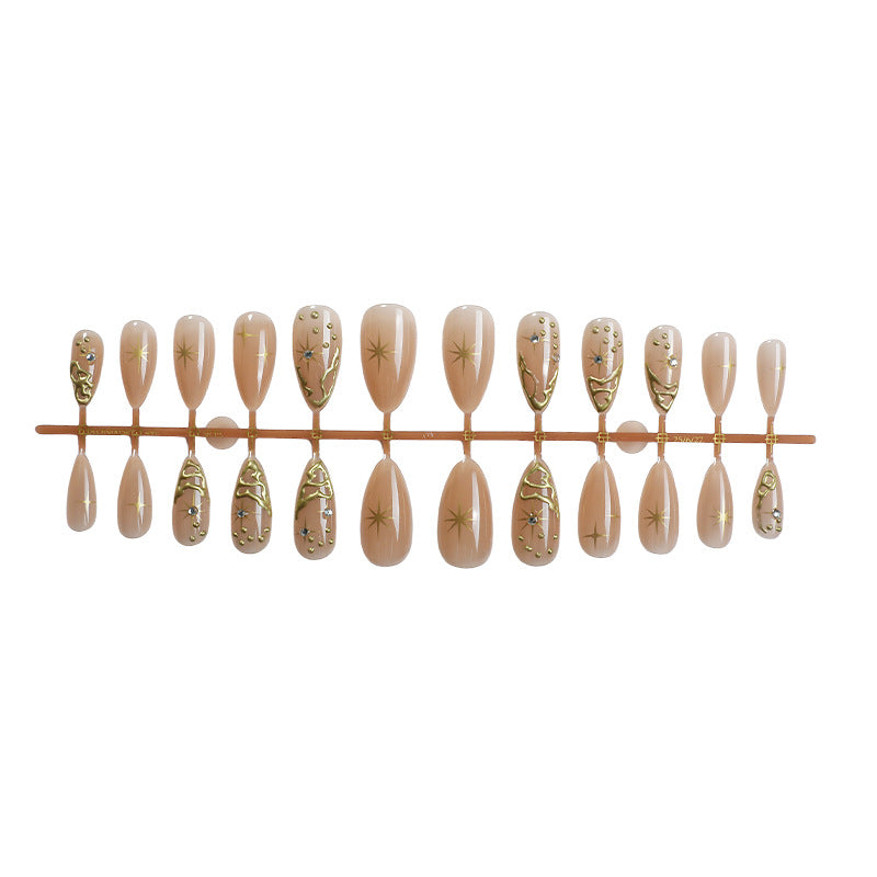Premium Press-On Nail Set mit aufwendigen Stern- und Dekorationsdesigns Brehn