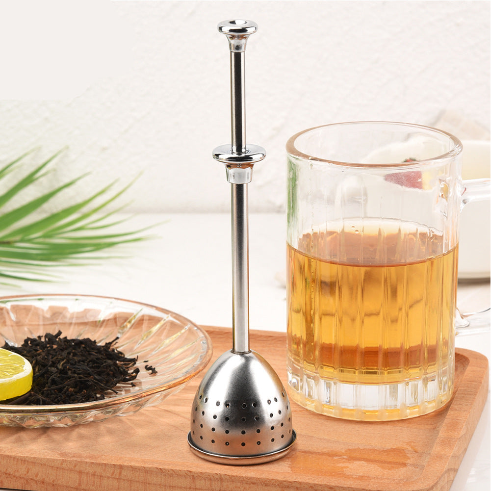 Edelstahl Teesieb mit Zugstange und Feinperforiertem Kapselkopf Für Tassen Brehn
