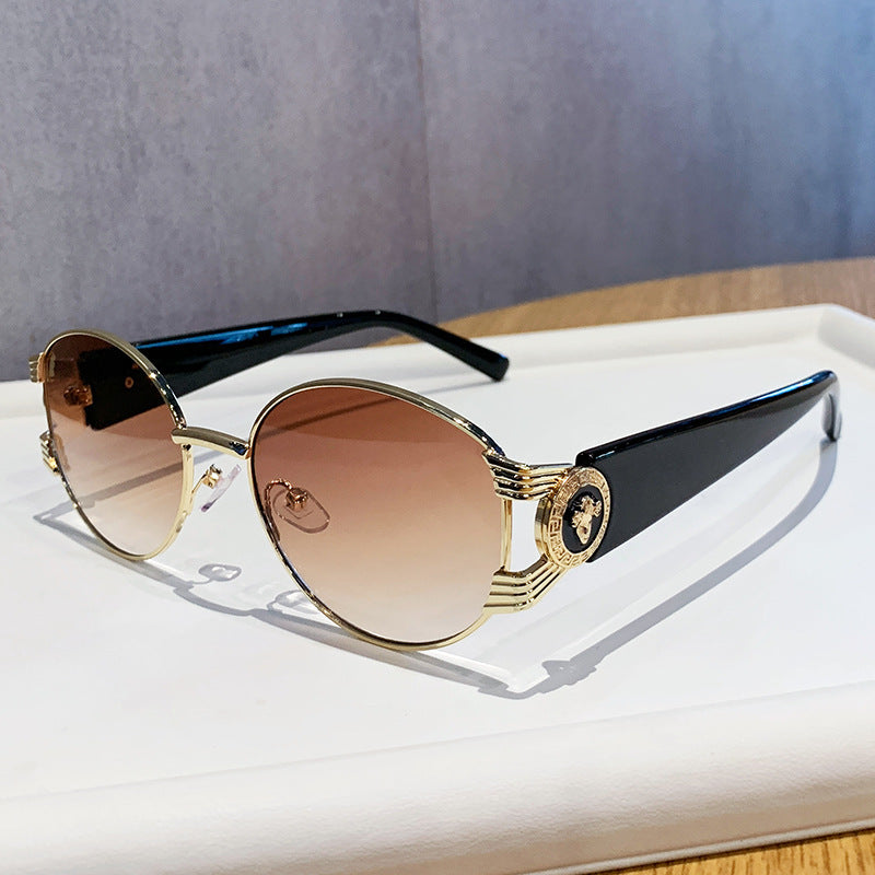 Damen elegante Sonnenbrille mit luxuriösem Metallrahmen und verspiegelten Gläsern Brehn