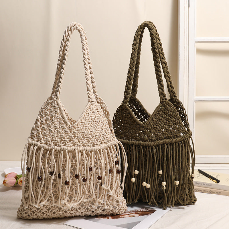 Gehäkelte Strandtasche mit Fransigen Details Brehn